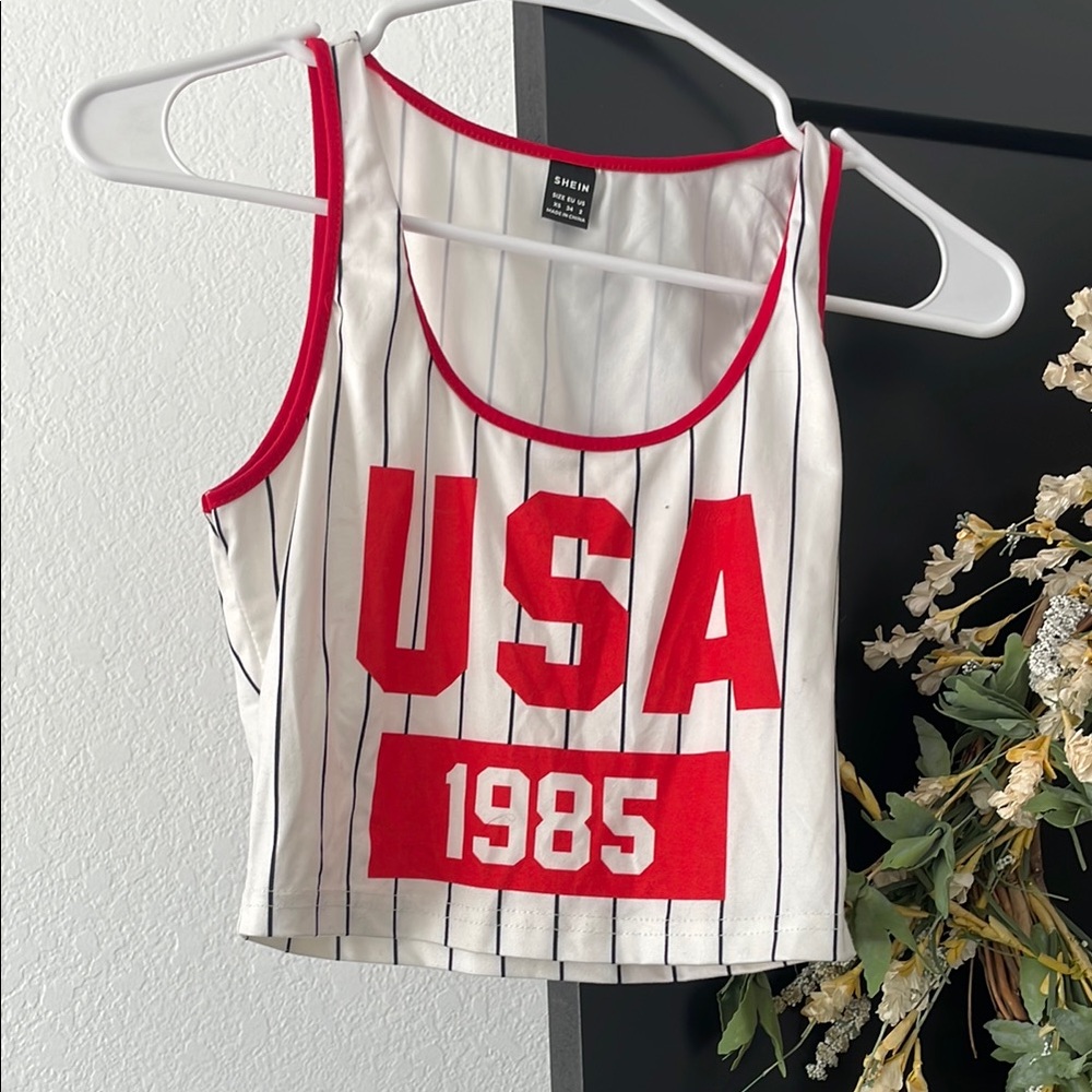 White and Red USA 1985 Tank Top